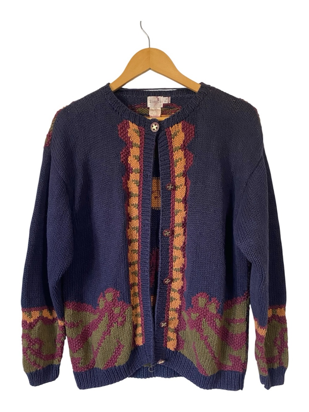Vintage Bianca Landscape Knit Cardigan Sweater Cottagecore Novelty Coorie M